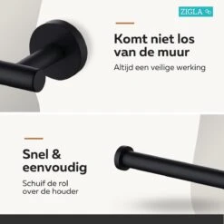 Zigla - WC Rolhouder – Toiletrolhouder – Toiletpapierhouder - WC Rol Houder – RVS – Zwart -Badkamerproducten 1200x1200 188