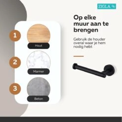 Zigla - WC Rolhouder – Toiletrolhouder – Toiletpapierhouder - WC Rol Houder – RVS – Zwart -Badkamerproducten 1200x1200 190