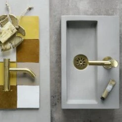 Differnz Wastafelkraan Gebogen – Kraan Koud Water – Toiletkraan – Mat Goud -Badkamerproducten 1200x1200 1987