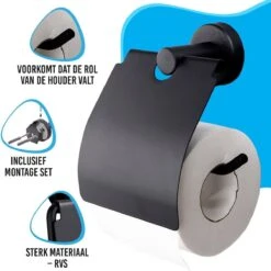 Sanics Toiletrolhouder Zwart Met Klep - WC Rolhouder RVS Inclusief Montage Set - Closetrolhouder -Badkamerproducten 1200x1200 199