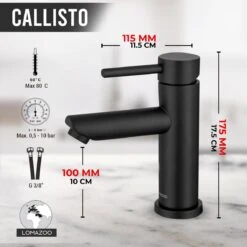 LOMAZOO Wastafelkraan Zwart - Badkamerkraan Zwart - Mengkraan Wastafel - Badkamer Kraan Callisto -Badkamerproducten 1200x1200 2003