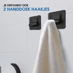 Toiletrolhouder Met Telefoonhouder - Zelfklevend / Boren / Zonder Boren - Incl. Handdoekhaakjes - WC Rolhouder - Zwart -Badkamerproducten 1200x1200 210