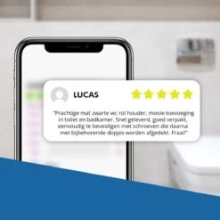 Toiletrolhouder Met Telefoonhouder - Zelfklevend / Boren / Zonder Boren - Incl. Handdoekhaakjes - WC Rolhouder - Zwart -Badkamerproducten 1200x1200 211