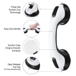 Merkloos 2x Anti Slip Zuig Handvat - Zuignap Handgreep Badkamer/Toilet - Badkamer Veiligheidsgreep - Handgreep Met Zuignappen - Badgreep - Krachtig En Verplaatsbaar - Trekvermogen Tot 50KG - 30cm -Badkamerproducten 1200x1200 2130