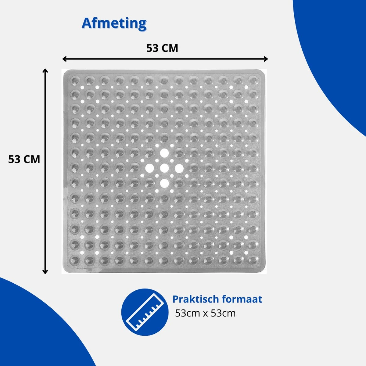 Douchemat - Antislipmat - Douchemat Antislip - Badmat - Badmat Antislip - Grijs - Antislipmat Douche - 53cm X 53cm - BPA Vrij - Antibacterieel - Antislip - Wasbaar- EJC Products 2 Douchemat - Antislipmat - Douchemat Antislip - Badmat - Badmat Antislip - Grijs - Antislipmat Douche - 53cm X 53cm - BPA Vrij - Antibacterieel - Antislip - Wasbaar- EJC Products - Afbeelding 2