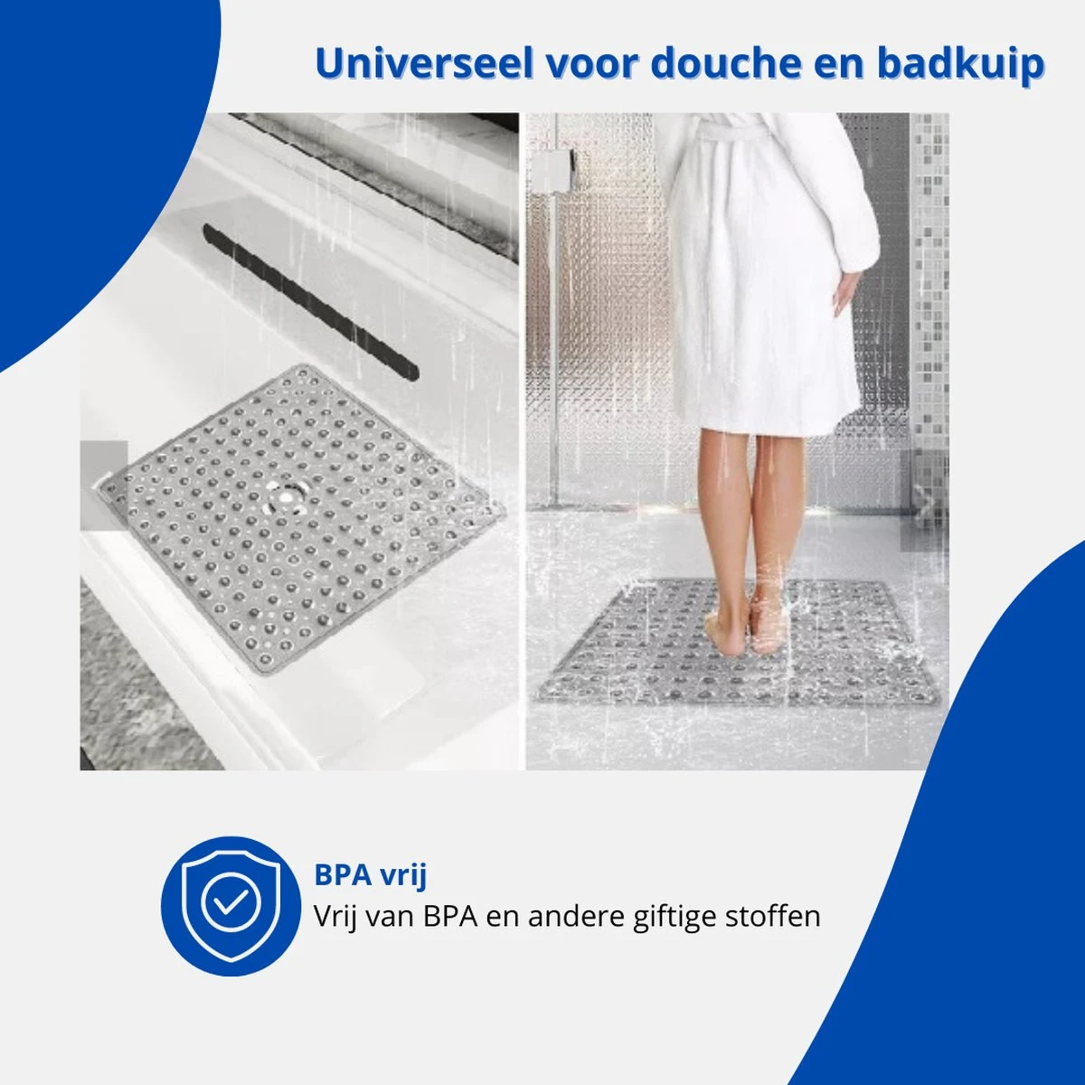 Douchemat - Antislipmat - Douchemat Antislip - Badmat - Badmat Antislip - Grijs - Antislipmat Douche - 53cm X 53cm - BPA Vrij - Antibacterieel - Antislip - Wasbaar- EJC Products 4 Douchemat - Antislipmat - Douchemat Antislip - Badmat - Badmat Antislip - Grijs - Antislipmat Douche - 53cm X 53cm - BPA Vrij - Antibacterieel - Antislip - Wasbaar- EJC Products - Afbeelding 4