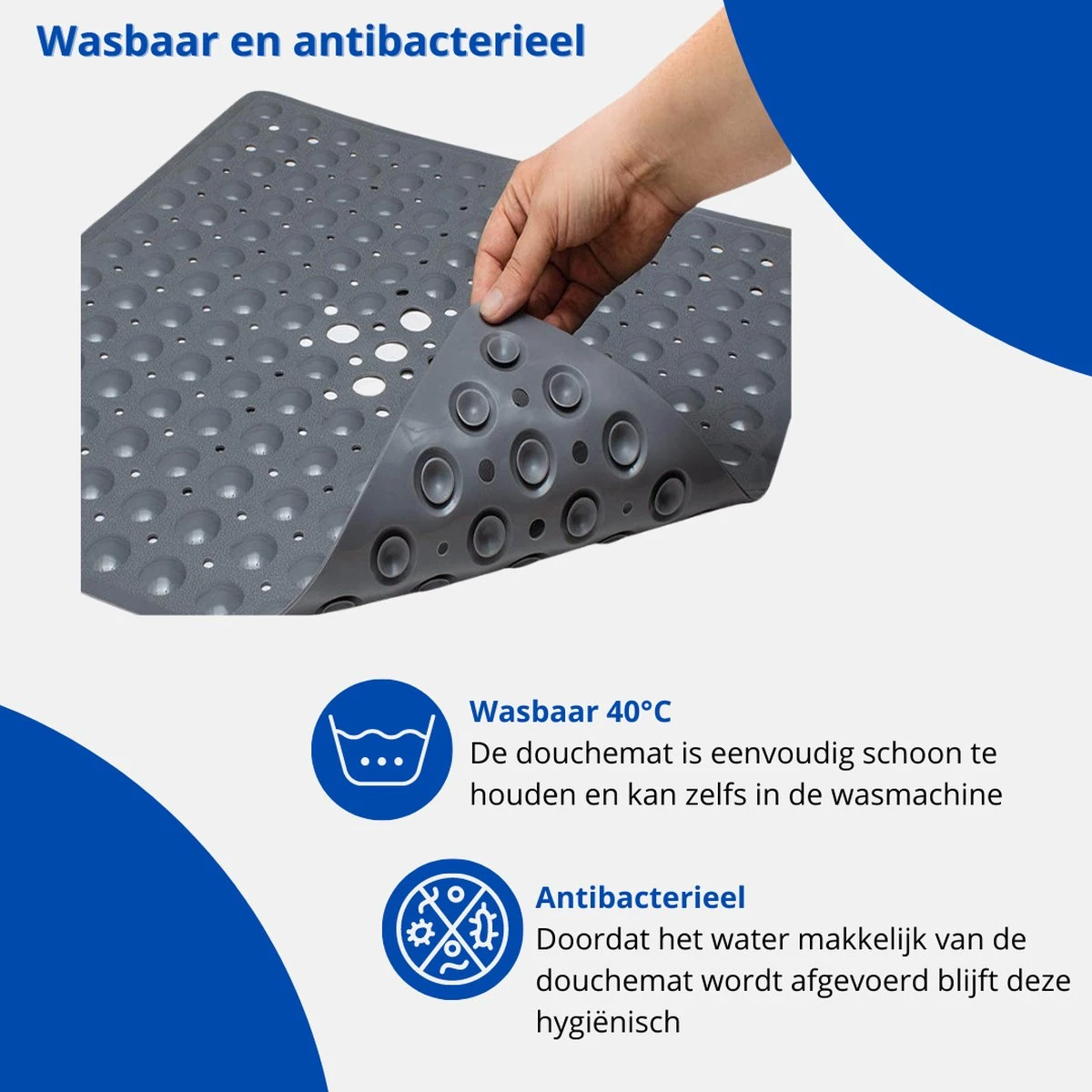 Douchemat - Antislipmat - Douchemat Antislip - Badmat - Badmat Antislip - Grijs - Antislipmat Douche - 53cm X 53cm - BPA Vrij - Antibacterieel - Antislip - Wasbaar- EJC Products 5 Douchemat - Antislipmat - Douchemat Antislip - Badmat - Badmat Antislip - Grijs - Antislipmat Douche - 53cm X 53cm - BPA Vrij - Antibacterieel - Antislip - Wasbaar- EJC Products - Afbeelding 5