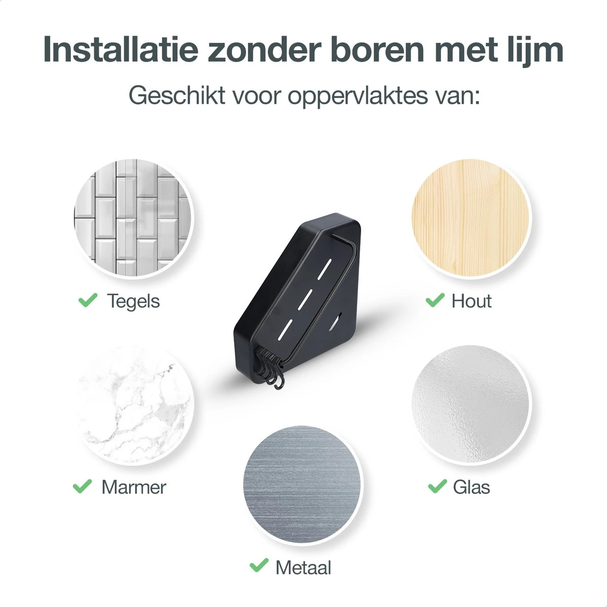 ACE Goods® Doucherek Zwart Hangend – Badkamerrek – Doucherek 2 Laags – Badkamerrekje Hoekrek Douche – Inclusief Haakjes 6 ACE Goods® Doucherek Zwart Hangend – Badkamerrek – Doucherek 2 Laags – Badkamerrekje Hoekrek Douche – Inclusief Haakjes - Afbeelding 6