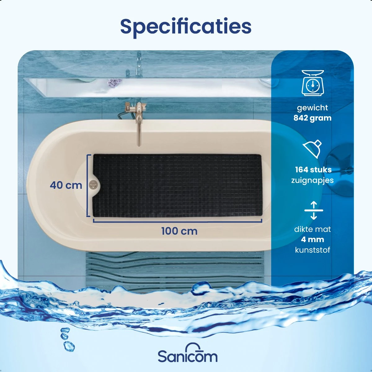 Merkloos Badmat Antislip - Douchemat - Antislipmat Bad - Antislipmat Douche - Schimmelbestendig - Met Zuignappen - Wasbaar - Zwart 8 Merkloos Badmat Antislip - Douchemat - Antislipmat Bad - Antislipmat Douche - Schimmelbestendig - Met Zuignappen - Wasbaar - Zwart - Afbeelding 8