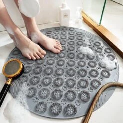 Merkloos TDR-Antislip Mat - 55x55CM - Rond - Grijs - Badmat Badkamer - Douchemat - Badkamermat - Antislipmat Voor Douche -Badkamerproducten 1200x1200 2280