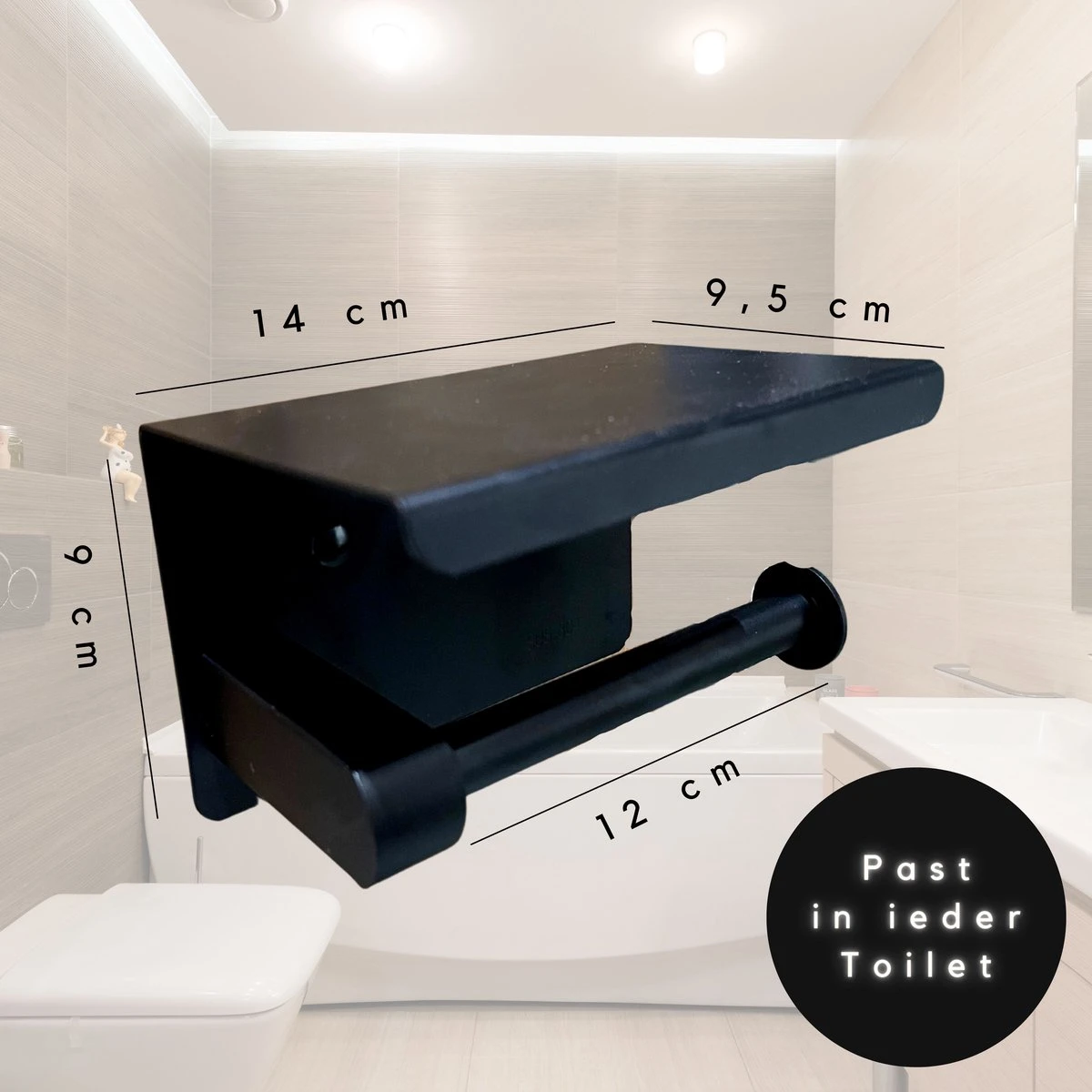 WC Rolhouder - Zelfklevend Toiletrolhouder Met Plankje - WC Papier Houder Zonder Boren - WC Rolhouder Met Plankje - Toiletrolhouder - Toiletrolhouder Zwart - Fienosa 2 WC Rolhouder - Zelfklevend Toiletrolhouder Met Plankje - WC Papier Houder Zonder Boren - WC Rolhouder Met Plankje - Toiletrolhouder - Toiletrolhouder Zwart - Fienosa - Afbeelding 2