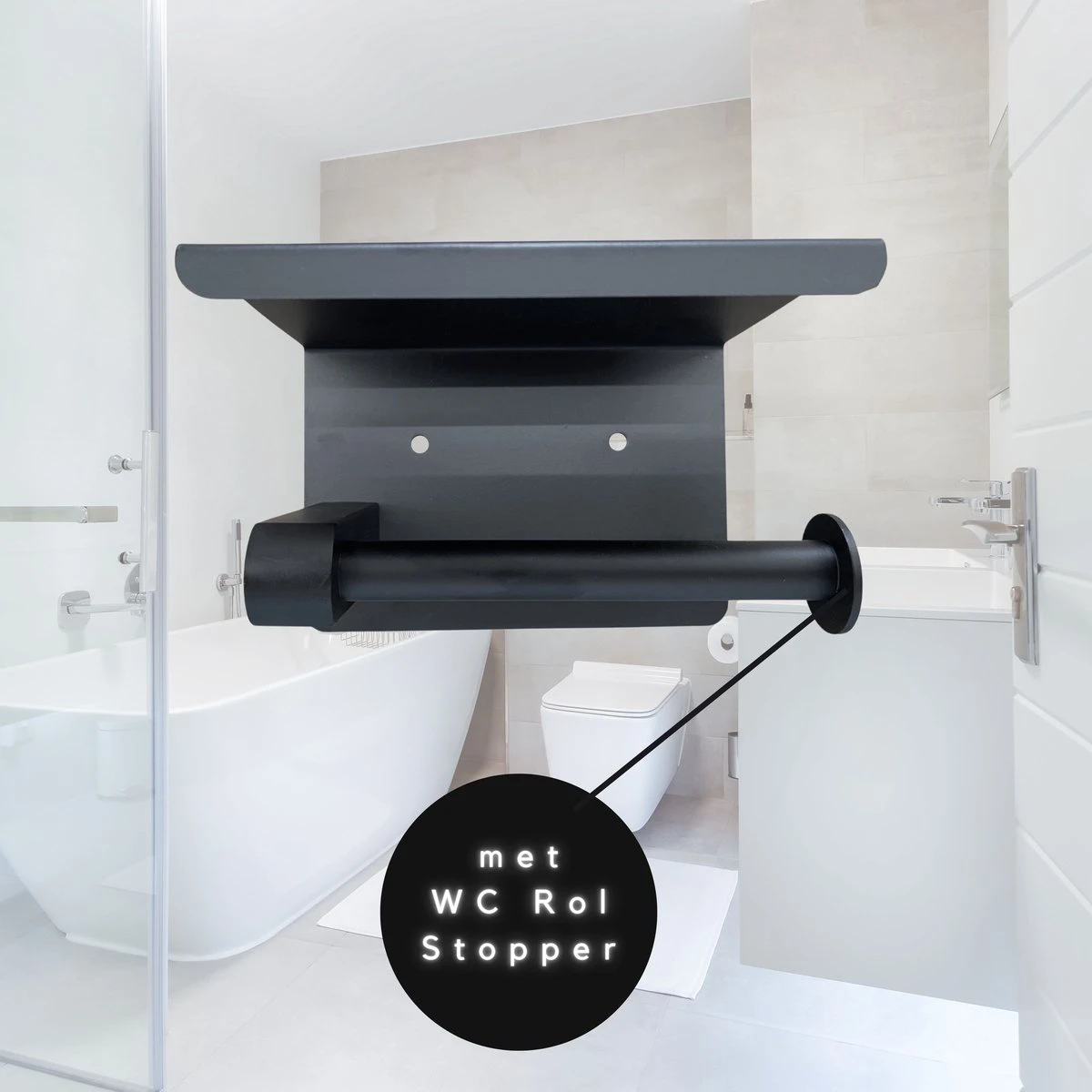 WC Rolhouder - Zelfklevend Toiletrolhouder Met Plankje - WC Papier Houder Zonder Boren - WC Rolhouder Met Plankje - Toiletrolhouder - Toiletrolhouder Zwart - Fienosa 4 WC Rolhouder - Zelfklevend Toiletrolhouder Met Plankje - WC Papier Houder Zonder Boren - WC Rolhouder Met Plankje - Toiletrolhouder - Toiletrolhouder Zwart - Fienosa - Afbeelding 4