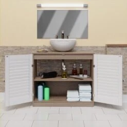 Casaria Wastafel Onderkast Met Uitsparing 60 X 30 X 60cm Witbruin -Badkamerproducten 1200x1200 2363