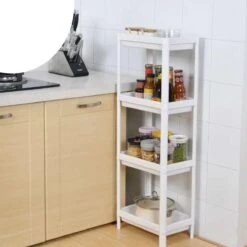 Merkloos Decopatent® 4 Laags Opbergrek -Staand Rek 4 Etages Voor Badkamer - Keuken - Keukenrek - Badkamerrek - Kunststof Rechthoekig Rek -Badkamerproducten 1200x1200 2371