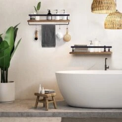 Zwevende Wandplank - 2 Stuks - 40cm - Handdoekhouder En 8 Haakjes - Badkamerplank Decoratieve Muur Opbergplanken Voor Badkamer Slaapkamer, Woonkamer, Keuken Plank 15 Zwevende Wandplank - 2 Stuks - 40cm - Handdoekhouder En 8 Haakjes - Badkamerplank Decoratieve Muur Opbergplanken Voor Badkamer Slaapkamer, Woonkamer, Keuken Plank -Badkamerproducten 1200x1200 2392