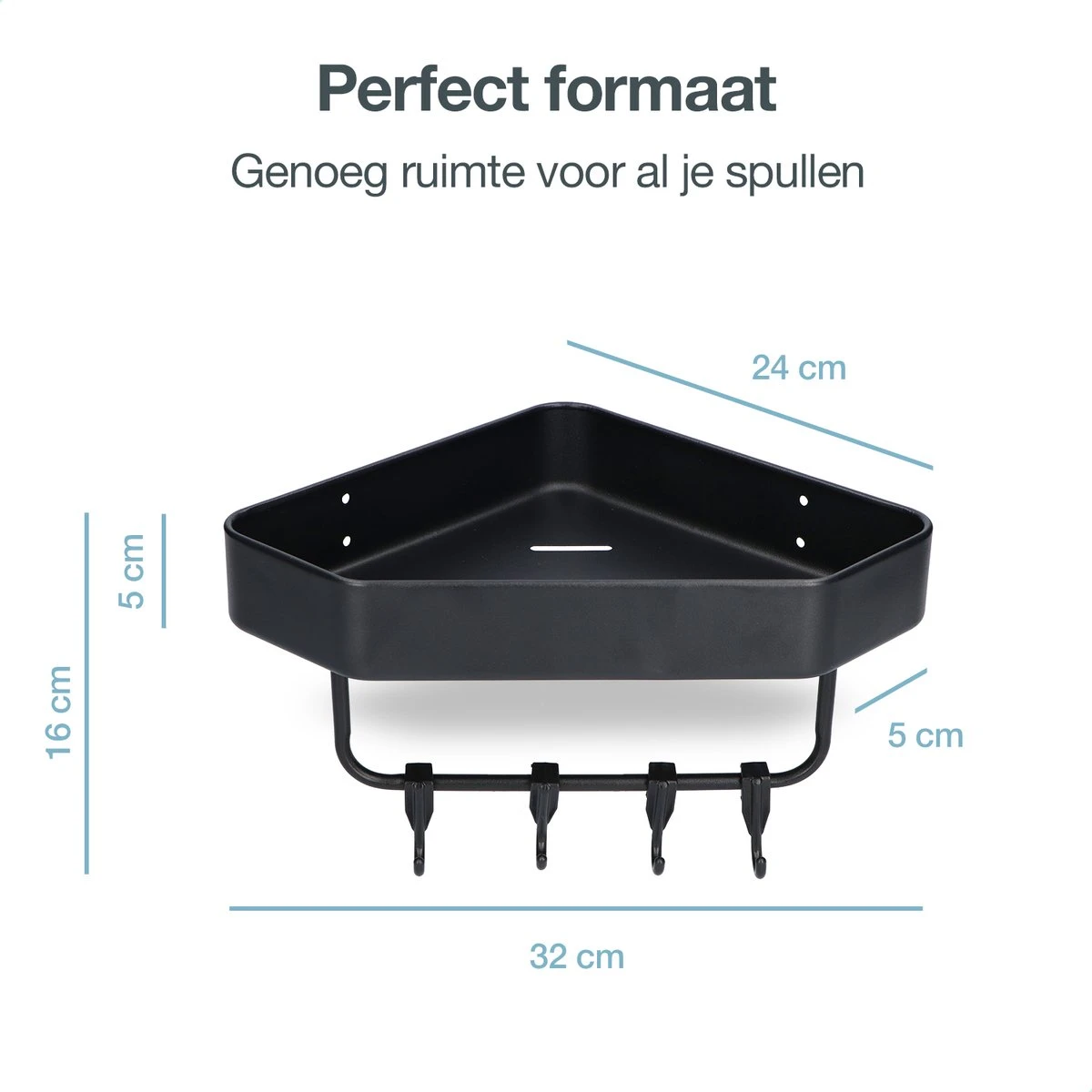 ACE Goods® Doucherek Zwart Hangend – Badkamerrek – Doucherek 2 Laags – Badkamerrekje Hoekrek Douche – Inclusief Haakjes 8 ACE Goods® Doucherek Zwart Hangend – Badkamerrek – Doucherek 2 Laags – Badkamerrekje Hoekrek Douche – Inclusief Haakjes - Afbeelding 8