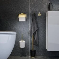 Tiger Tune - Toiletrolhouder Met Klep - Messing Geborsteld / Zwart -Badkamerproducten 1200x1200 241