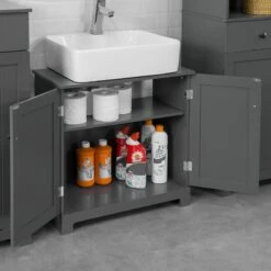 Mara Wastafel Onderkast - Badkamerkast - Wastafelmeubel - Badkamermeubel - Praktisch - Donkergrijs - MDF - 60 X 29 X 60 Cm -Badkamerproducten 1200x1200 2449