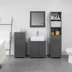 Mara Wastafel Onderkast - Badkamerkast - Wastafelmeubel - Badkamermeubel - Praktisch - Donkergrijs - MDF - 60 X 29 X 60 Cm -Badkamerproducten 1200x1200 2450