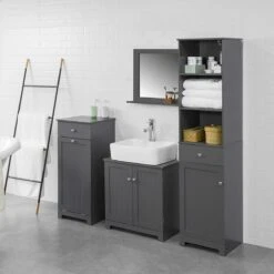 Mara Wastafel Onderkast - Badkamerkast - Wastafelmeubel - Badkamermeubel - Praktisch - Donkergrijs - MDF - 60 X 29 X 60 Cm -Badkamerproducten 1200x1200 2451