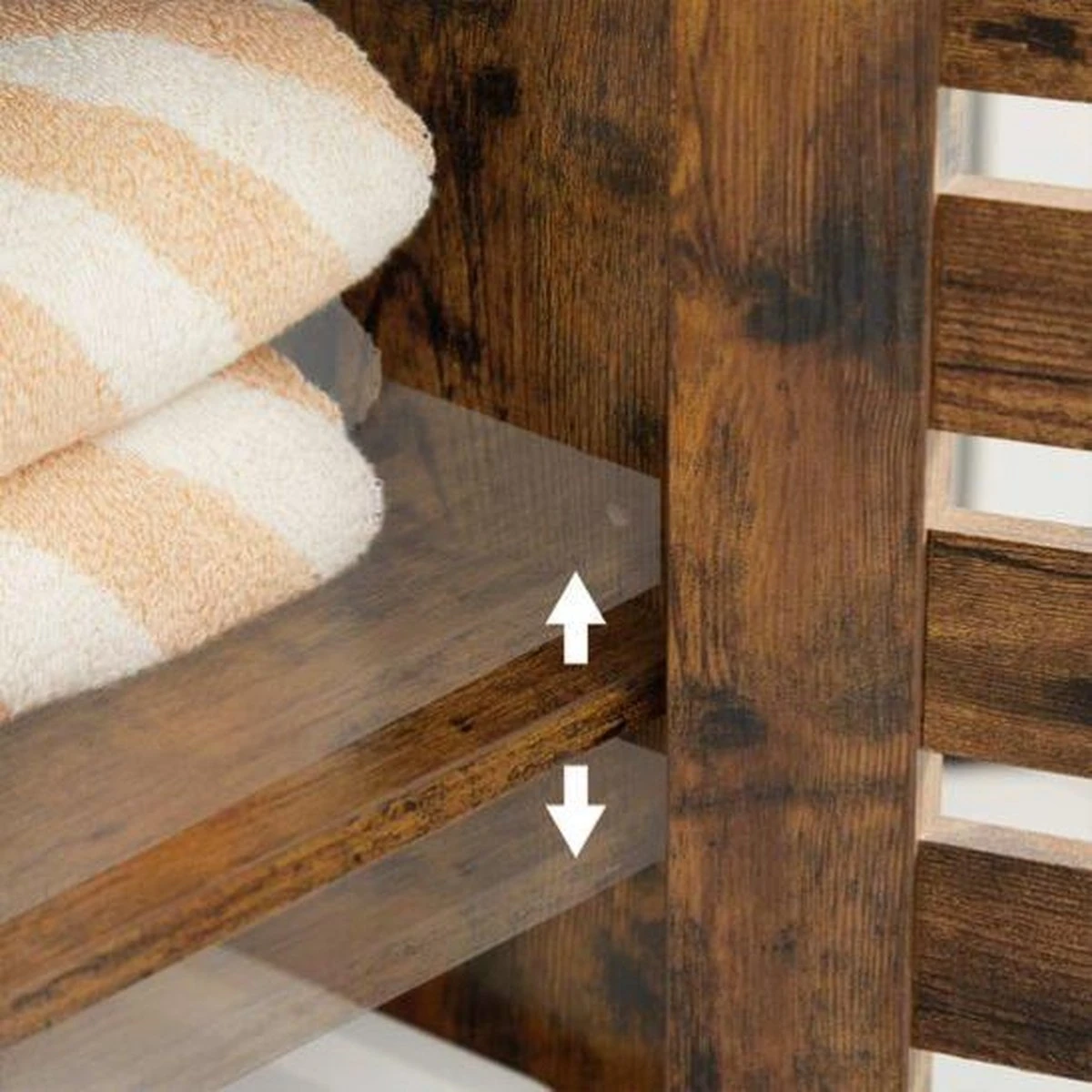 Segenn's Badkamerkast - Badkamerkasten Hoog - Opbergkast - Staande Kast - Industrieel - 3 Open Planken - 40 X 30 X 167 Cm - Rustiek Bruin 3 Segenn's Badkamerkast - Badkamerkasten Hoog - Opbergkast - Staande Kast - Industrieel - 3 Open Planken - 40 X 30 X 167 Cm - Rustiek Bruin - Afbeelding 3