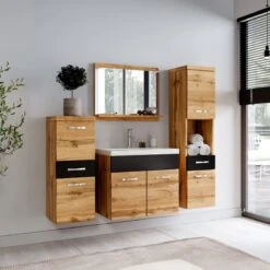 Badmeubelset Alba 60cm Zwart Met Eiken Compleet Badkamermeubel -Badkamerproducten 1200x1200 2525