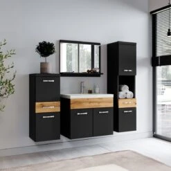 Badmeubelset Alba 60cm Zwart Met Eiken Compleet Badkamermeubel -Badkamerproducten 1200x1200 2528