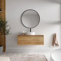 Badkamermeubel Jelsey 100 Cm Eiken - Met Waskom -Badkamerproducten 1200x1200 2543