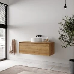 Badkamermeubel Jelsey 100 Cm Eiken - Met Waskom -Badkamerproducten 1200x1200 2545