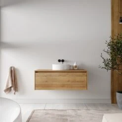 Badkamermeubel Jelsey 100 Cm Eiken - Met Waskom -Badkamerproducten 1200x1200 2546