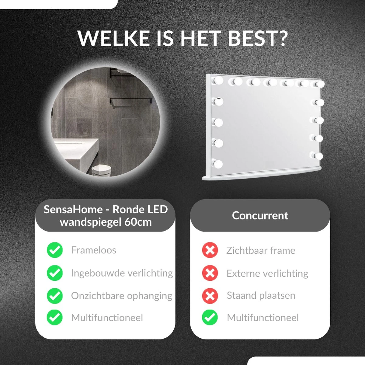 SensaHome - Ronde Badkamerspiegel Frameloos Met LED Verlichting - Wandspiegel - 60CM 7 SensaHome - Ronde Badkamerspiegel Frameloos Met LED Verlichting - Wandspiegel - 60CM - Afbeelding 7