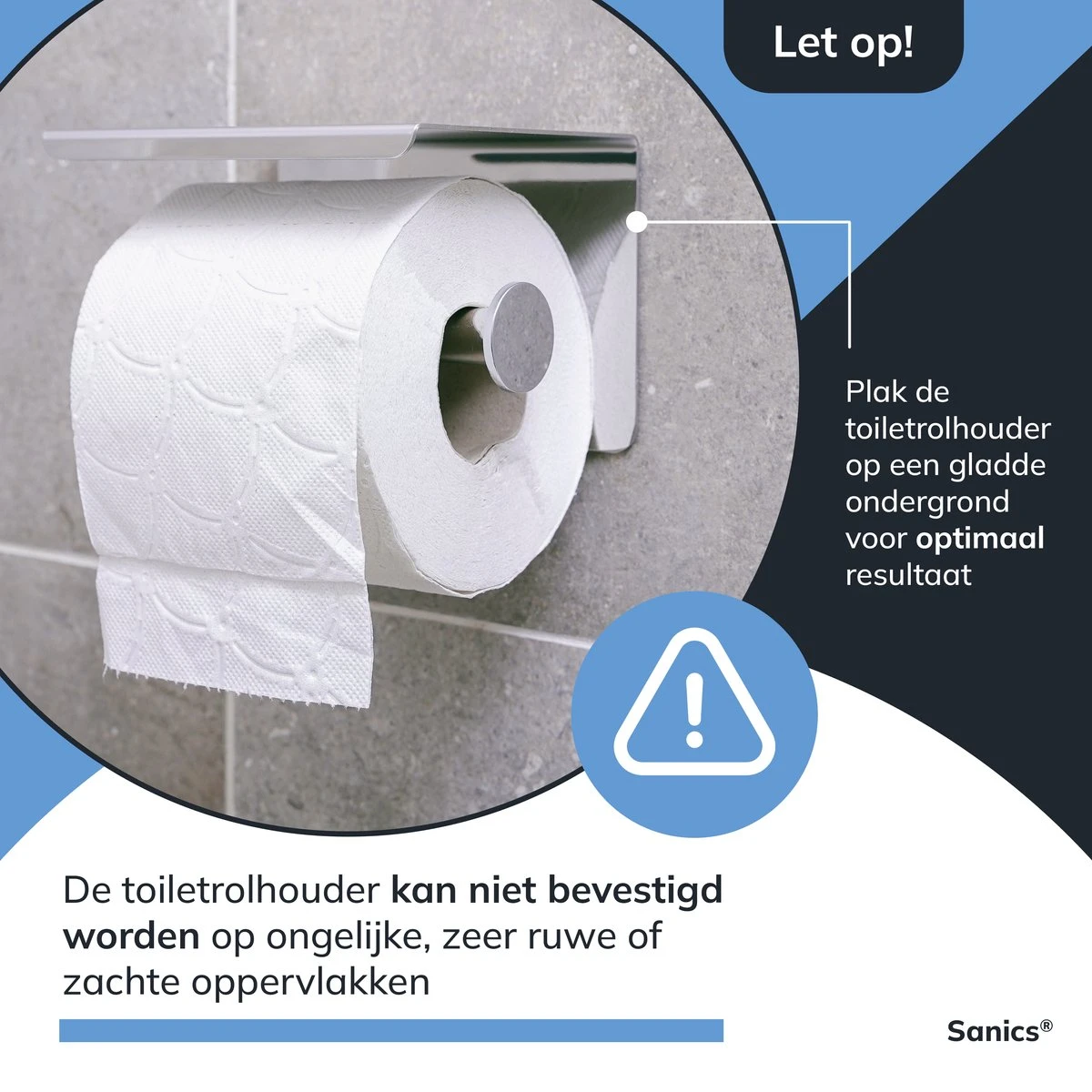 Sanics WC Rolhouder Zilver – Toiletrolhouder Zonder Boren – Met Plankje - Zelfklevend - RVS 4 Sanics WC Rolhouder Zilver – Toiletrolhouder Zonder Boren – Met Plankje - Zelfklevend - RVS - Afbeelding 4