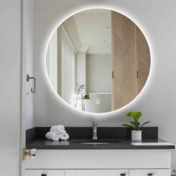 SensaHome - Ronde Badkamerspiegel Frameloos Met LED Verlichting - Wandspiegel - 50CM 9 SensaHome - Ronde Badkamerspiegel Frameloos Met LED Verlichting - Wandspiegel - 50CM -Badkamerproducten 1200x1200 2561