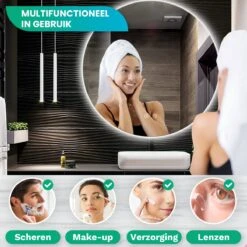 Mirlux Badkamerspiegel Met LED Verlichting & Verwarming – Wandspiegel Rond – Anti Condens Douchespiegel - 60CM -Badkamerproducten 1200x1200 2573