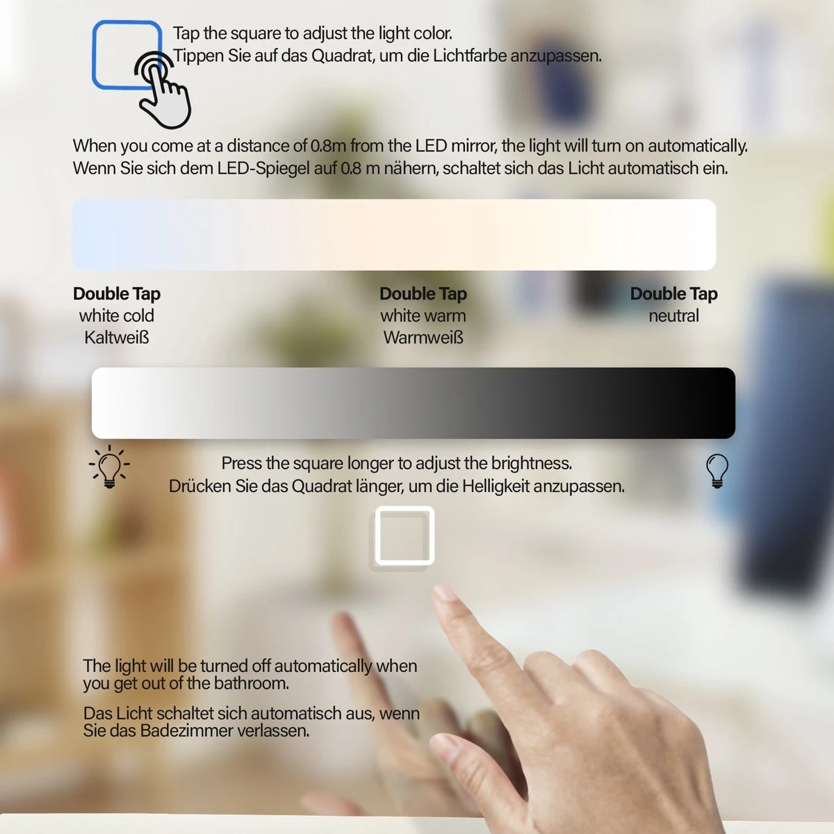 LED Badkamer Spiegel 120x 60 Cm, Digitale Klok, Dimbaar, Anticondensfunctie 2 LED Badkamer Spiegel 120x 60 Cm, Digitale Klok, Dimbaar, Anticondensfunctie - Afbeelding 2