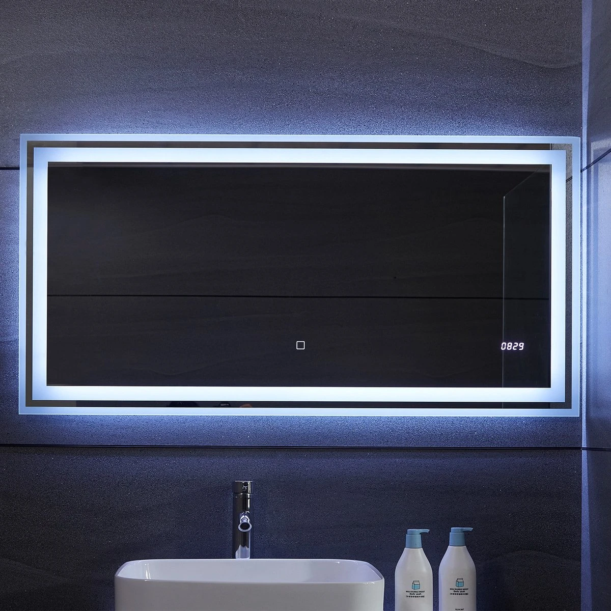 LED Badkamer Spiegel 120x 60 Cm, Digitale Klok, Dimbaar, Anticondensfunctie 14 LED Badkamer Spiegel 120x 60 Cm, Digitale Klok, Dimbaar, Anticondensfunctie - Afbeelding 14