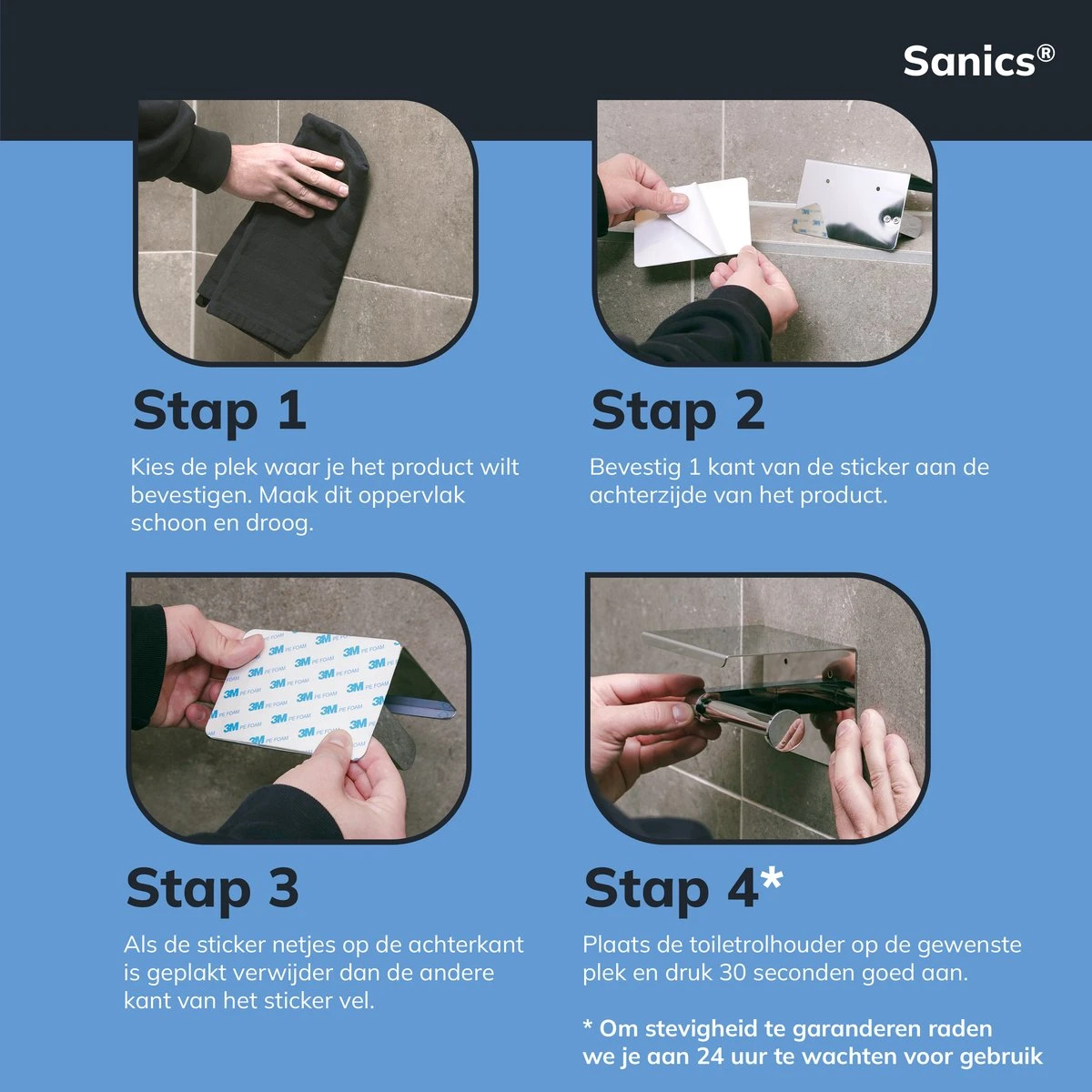 Sanics WC Rolhouder Zilver – Toiletrolhouder Zonder Boren – Met Plankje - Zelfklevend - RVS 11 Sanics WC Rolhouder Zilver – Toiletrolhouder Zonder Boren – Met Plankje - Zelfklevend - RVS - Afbeelding 11