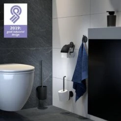 Tiger Tune - Toiletrolhouder Met Klep - Zwart Metaal Geborsteld / Zwart -Badkamerproducten 1200x1200 264