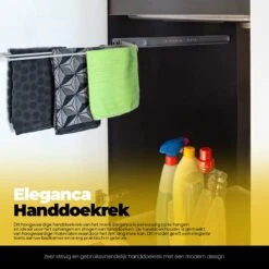 Eleganca Handdoekrek – Handdoekhouder – Handoekstang – Ideaal Voor In Keukenkastjes – Uittrekbaar – 39cm Tot 50cm – 3 Armen – Handdoekrek Badkamer – Inclusief Bevestigingsmateriaal – Handdoekhouder Keuken – Zilver -Badkamerproducten 1200x1200 283