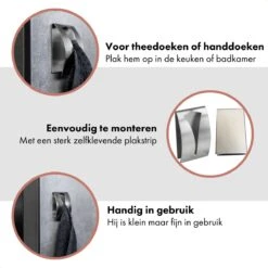 QUVIO Handdoek Houder RVS - Handdoek Of Theedoek Klem Met Plakstrip Voor In Keuken, Badkamer, Toilet Of Bijkeuken - Strak Design En Geen Schroeven Nodig - Staal - Klem - Theedoek -Badkamerproducten 1200x1200 298