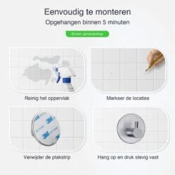 4x Handdoekhaakjes (Zelfklevend) Van RVS Zilver – Zelfklevende Haakjes – Wandhaak – Handdoekhouder – Ophanghaken Voor Keuken Of Badkamer (Accessoires) -Badkamerproducten 1200x1200 306
