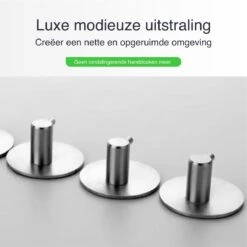 4x Handdoekhaakjes (Zelfklevend) Van RVS Zilver – Zelfklevende Haakjes – Wandhaak – Handdoekhouder – Ophanghaken Voor Keuken Of Badkamer (Accessoires) -Badkamerproducten 1200x1200 308
