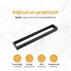 Home4u® - Handdoekrek Badkamer - Handdoekstang - Handdoekenrek Badkamer - 40CM - Zelfklevend -Badkamerproducten 1200x1200 315