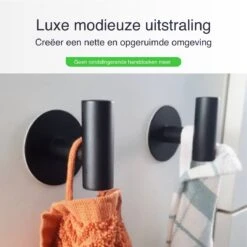 EAVY 2 Stuks Zelfklevende Handdoekhaakjes - Handdoekhouders - Plakhaakjes - Zwart -Badkamerproducten 1200x1200 367