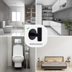 EAVY 2 Stuks Zelfklevende Handdoekhaakjes - Handdoekhouders - Plakhaakjes - Zwart -Badkamerproducten 1200x1200 368