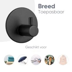 Trendfield Handdoekhaakjes Zelfklevend Rond - 2 Zwarte Handdoek Haakjes - Ronde Handdoekhaak - Zwart -Badkamerproducten 1200x1200 414