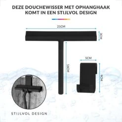 Douchewisser Met Ophanghaak – Trekker Douche – Douchetrekker Voor Badkamer – Raamwisser Douche – Zwart -Badkamerproducten 1200x1200 428