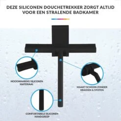 Douchewisser Met Ophanghaak – Trekker Douche – Douchetrekker Voor Badkamer – Raamwisser Douche – Zwart -Badkamerproducten 1200x1200 430