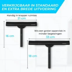 Minismus Extra Brede Douchewisser Met Magneethouder Ophangsysteem Ophanghaak - 33 Cm Breed - Zwart -Badkamerproducten 1200x1200 456