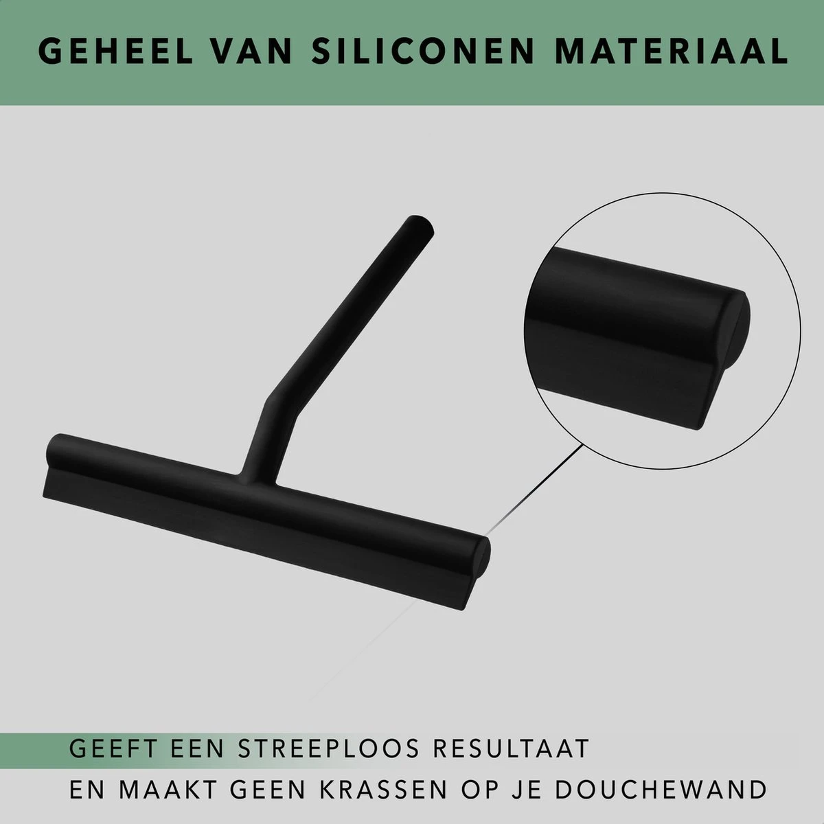 Douchewisser Zwart Met Ophangsysteem- Badkamer Accessoires- Raamwisser- Trekker Douche- Silicone- 21cm X 16cm 5 Douchewisser Zwart Met Ophangsysteem- Badkamer Accessoires- Raamwisser- Trekker Douche- Silicone- 21cm X 16cm - Afbeelding 5